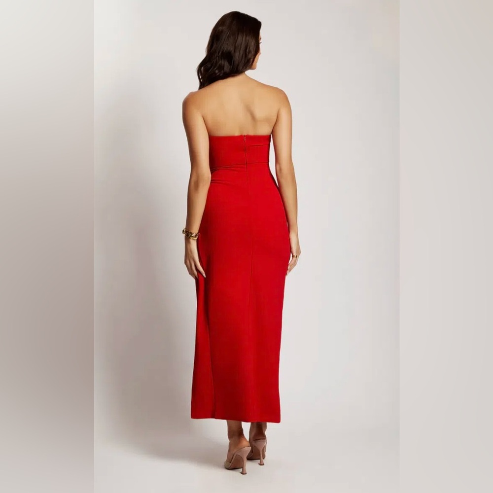 Meshki Rachel Maxi Split Front Dress Red - Size M - Picture 3 of 15